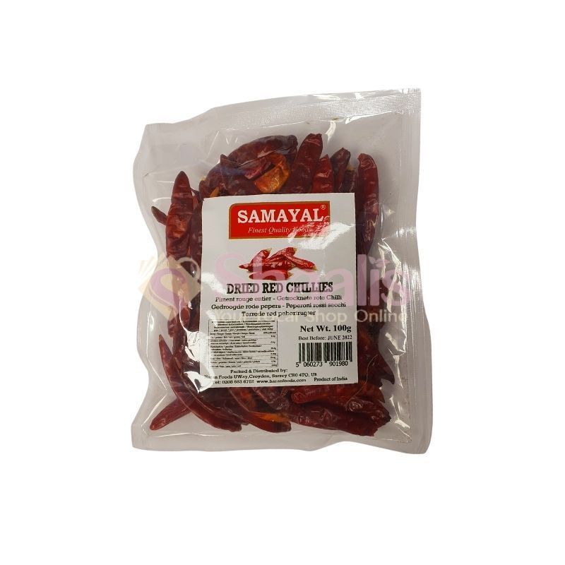 Samayal Dried Red Chillies Stem Less 100g^ - Shaalis.com