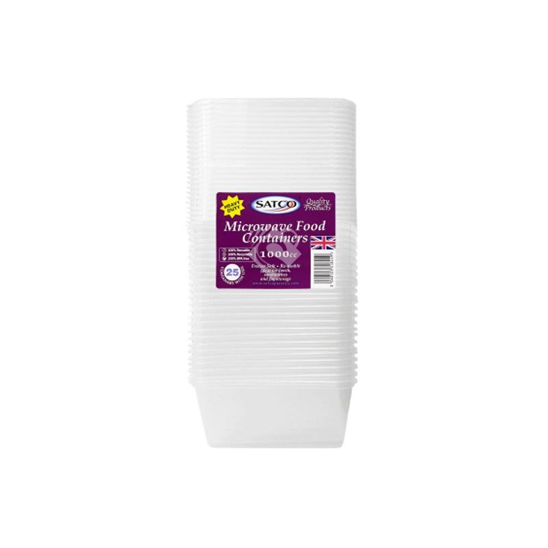 Satco Plastic Containers & Lids 25 Pack 1000ml - Shaalis.com