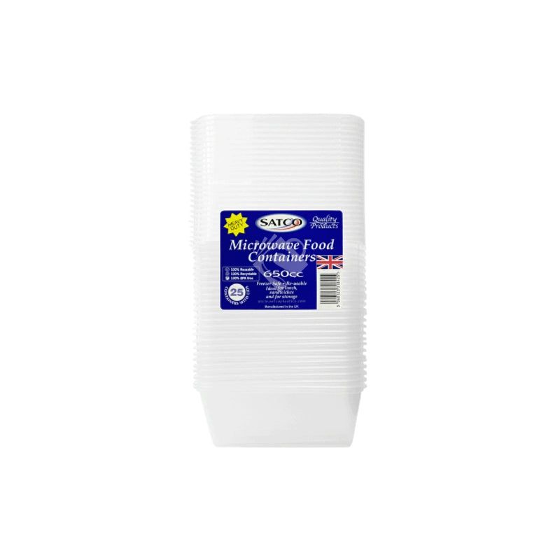 Satco Plastic Containers & Lids 25 Pack 650ml - Shaalis.com