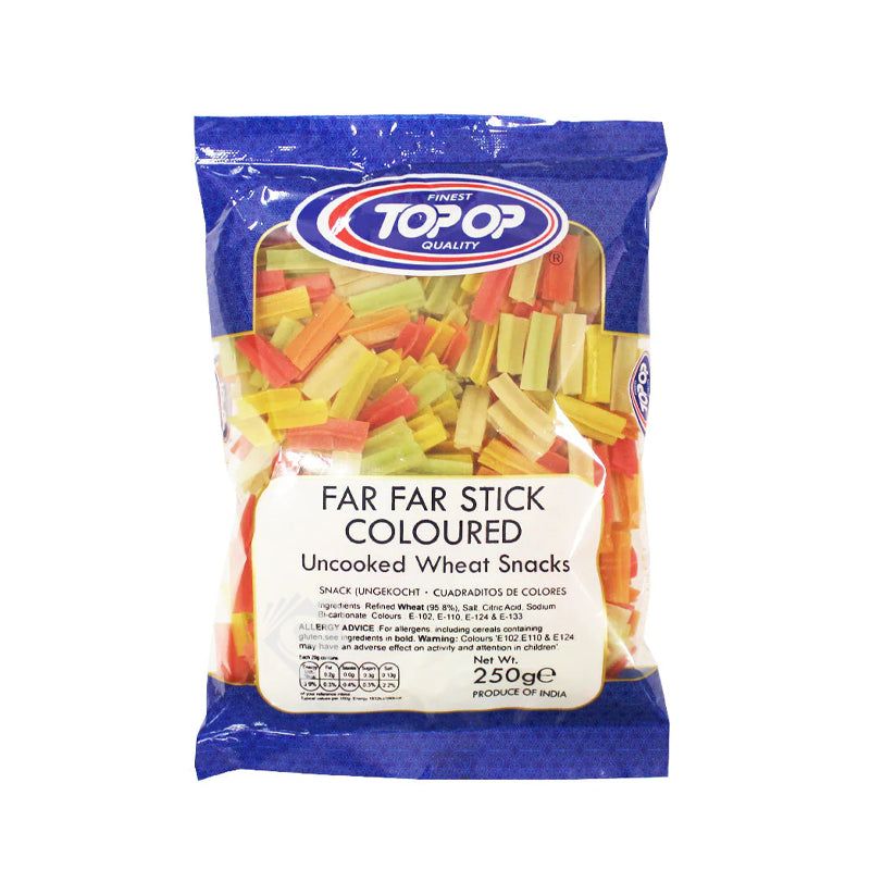 Top Op Far Far Stick Coloured Uncooked Wheat Snacks 250g^ - Shaalis.com