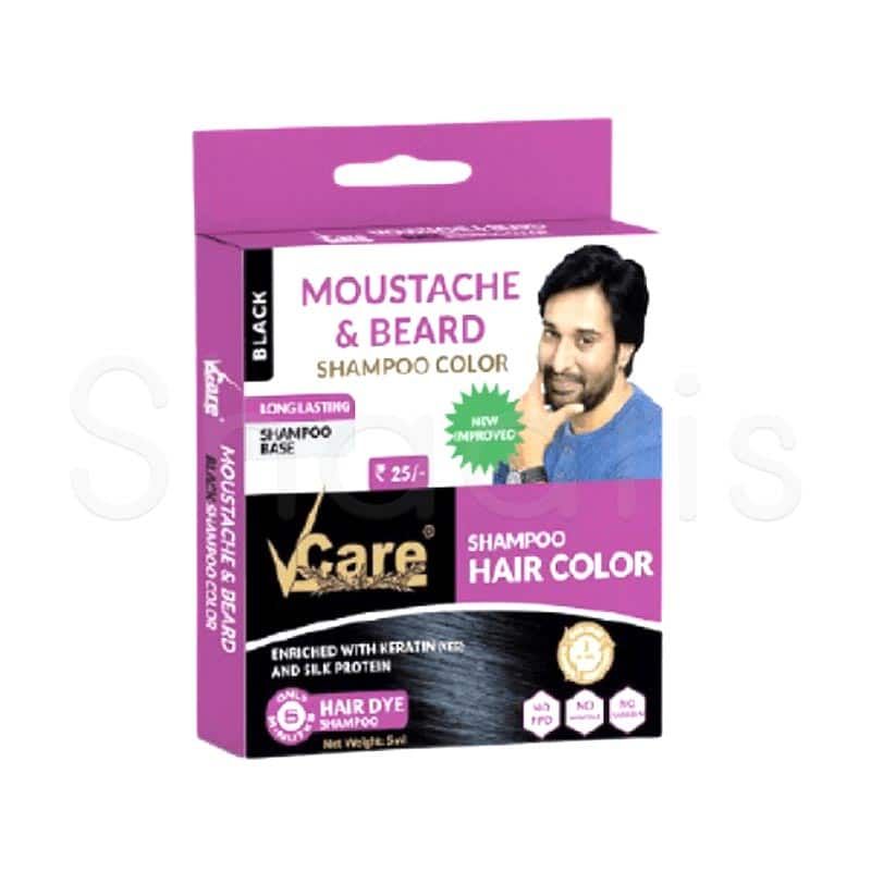 VCare Moustache &amp; Beard Shampoo Colour Long Lasting 5ml - Shaalis.com