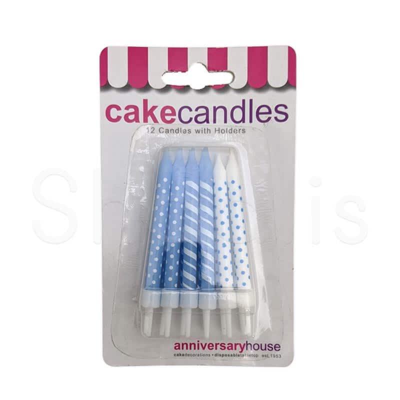 Cake Candles With Holder 12 Pieces