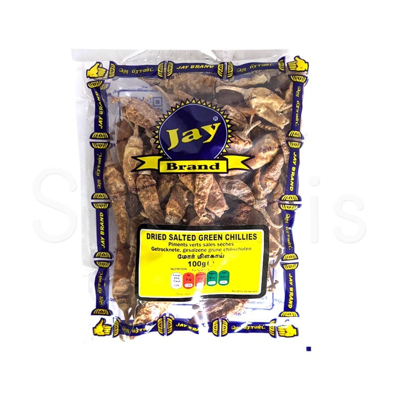 Jay Dried Salted Green Chillies 100g