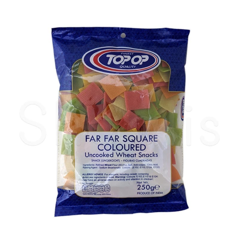 Top Op Far Far Square Coloured Uncooked Wheat Snacks 250g^